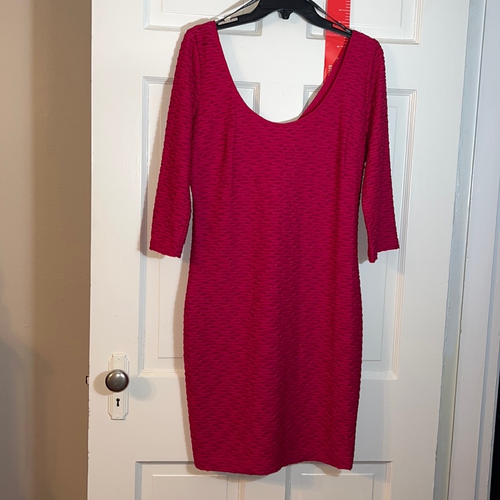 Guess Magenta Dress with Gold Detail back zipper, Fully Lined Body. NWOT